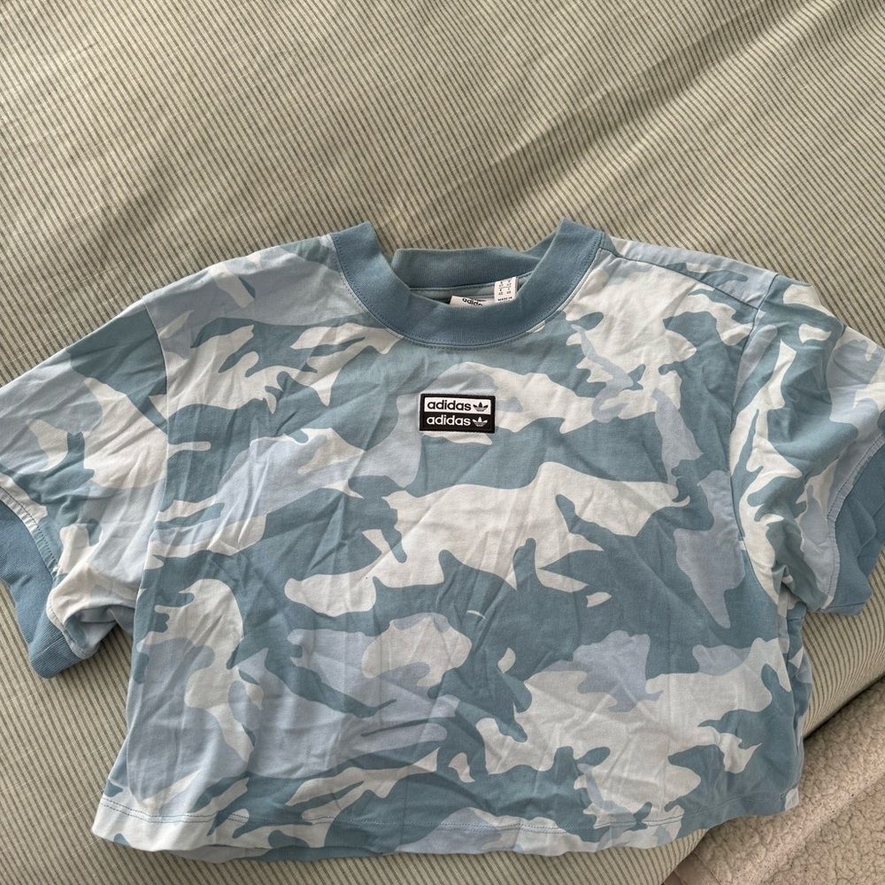 Adidas blue camo crop
